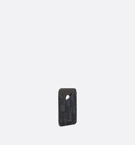Saddle Magnetic Card Holder • Black Dior Oblique Jacquard and Grained Calfskin