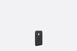 Saddle Magnetic Card Holder • Black Dior Oblique Jacquard and Grained Calfskin