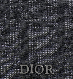 Saddle Magnetic Card Holder • Black Dior Oblique Jacquard and Grained Calfskin