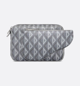 Saddle Triple Pouch • Dior Gray CD Diamond Canvas