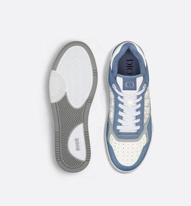 B27 Low-Top Sneaker • Blue and White Smooth Calfskin with White Dior Oblique Galaxy Leather