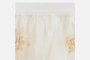 Baby Short Skirt • Ivory Tulle with Gold-Tone Seasonal Floral Embroidery
