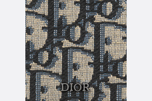 Saddle Magnetic Card Holder • Beige and Black Dior Oblique Jacquard and Black Grained Calfskin
