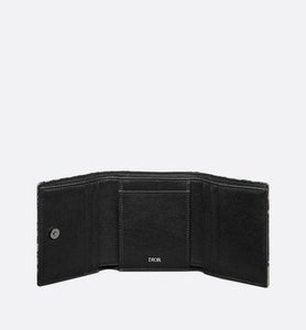 Trifold Wallet • Beige and Black Dior Oblique Jacquard