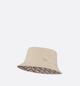Reversible Dior Oblique Bucket Hat • Beige and Plum Cotton