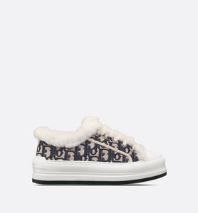 Walk'n'Dior Platform Sneaker • Deep Blue Dior Oblique Embroidered Cotton and White Shearling