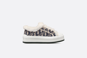 Walk'n'Dior Platform Sneaker • Deep Blue Dior Oblique Embroidered Cotton and White Shearling