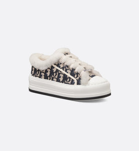 Walk'n'Dior Platform Sneaker • Deep Blue Dior Oblique Embroidered Cotton and White Shearling