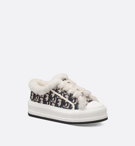 Walk'n'Dior Platform Sneaker • Deep Blue Dior Oblique Embroidered Cotton and White Shearling
