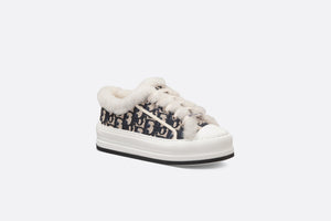 Walk'n'Dior Platform Sneaker • Deep Blue Dior Oblique Embroidered Cotton and White Shearling