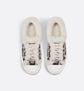 Walk'n'Dior Platform Sneaker • Deep Blue Dior Oblique Embroidered Cotton and White Shearling