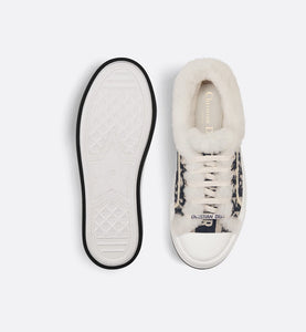 Walk'n'Dior Platform Sneaker • Deep Blue Dior Oblique Embroidered Cotton and White Shearling