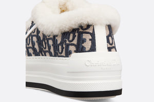 Walk'n'Dior Platform Sneaker • Deep Blue Dior Oblique Embroidered Cotton and White Shearling