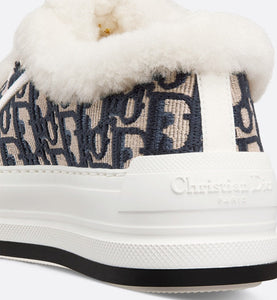 Walk'n'Dior Platform Sneaker • Deep Blue Dior Oblique Embroidered Cotton and White Shearling