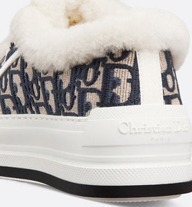 Walk'n'Dior Platform Sneaker • Deep Blue Dior Oblique Embroidered Cotton and White Shearling