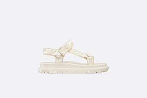 D-Wave Sandal • White and Gold-Tone Gradient Butterflies Embroidered Cotton with Metallic Thread