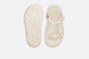 D-Wave Sandal • White and Gold-Tone Gradient Butterflies Embroidered Cotton with Metallic Thread