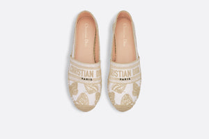 Dior Granville Espadrille • White and Gold-Tone Gradient Butterflies Embroidered Cotton with Metallic Thread