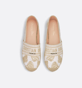 Dior Granville Espadrille • White and Gold-Tone Gradient Butterflies Embroidered Cotton with Metallic Thread