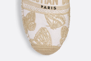 Dior Granville Espadrille • White and Gold-Tone Gradient Butterflies Embroidered Cotton with Metallic Thread