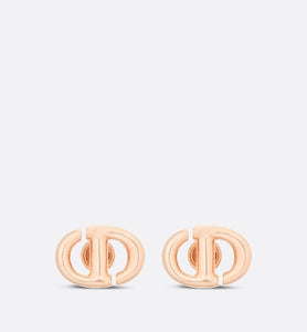 CD Navy Stud Earrings • Pink-finish metal