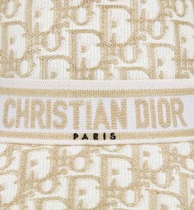 D-Bobby Dior Oblique Small Brim Bucket Hat • White and Gold-Tone Embroidery