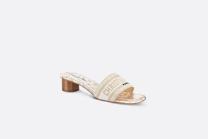 Dway Heeled Slide • White and Gold-Tone Gradient Butterflies Embroidered Cotton with Metallic Thread