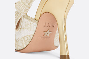 J'Adior Slingback Pump • White and Gold-Tone Toile de Jouy