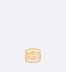 Dior Code Ring Set • Gold-Finish Metal, Silver-Tone Crystals and Melocoton Pink Lacquer