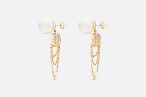 Dior Tribales Earrings • Gold-Finish Metal with White Resin Pearls and Silver-Tone Crystals