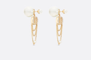 Dior Tribales Earrings • Gold-Finish Metal with White Resin Pearls and Silver-Tone Crystals