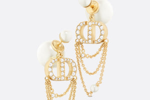 Dior Tribales Earrings • Gold-Finish Metal with White Resin Pearls and Silver-Tone Crystals