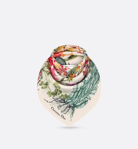 La Mort Tarot 70 Square Scarf • White Multicolor Silk Twill