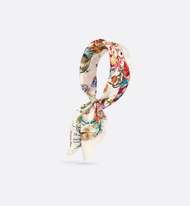 La Mort Tarot 70 Square Scarf • White Multicolor Silk Twill