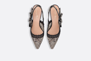 J'Adior Slingback Pump • Transparent Mesh Embroidered with Black and Gold-Tone Butterfly Motif and Metallic Thread