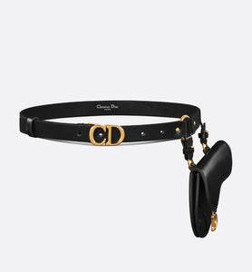 Saddle Removable Pouch Belt • Black Ultrasmooth Calfskin and Goatskin, 20 MM