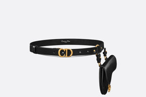 Saddle Removable Pouch Belt • Black Ultrasmooth Calfskin and Goatskin, 20 MM