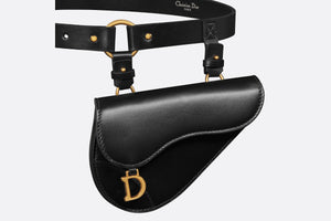 Saddle Removable Pouch Belt • Black Ultrasmooth Calfskin and Goatskin, 20 MM