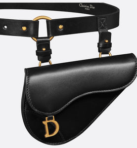 Saddle Removable Pouch Belt • Black Ultrasmooth Calfskin and Goatskin, 20 MM