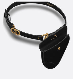 Saddle Removable Pouch Belt • Black Ultrasmooth Calfskin and Goatskin, 20 MM