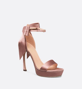 Mlle Dior Heeled Sandal • Rose Des Vents Satin