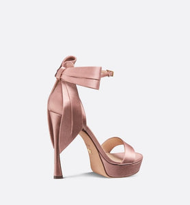 Mlle Dior Heeled Sandal • Rose Des Vents Satin