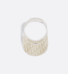 D-Smash Dior Oblique Visor • White and Gold-Tone Embroidery