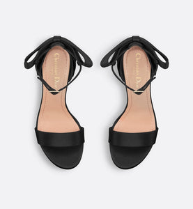 Mlle Dior Heeled Sandal • Black Satin