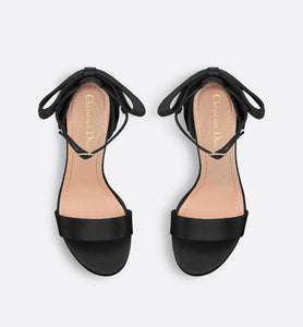Mlle Dior Heeled Sandal • Black Satin