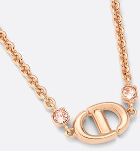 CD Navy Necklace • Pink-Finish Metal and Pink Crystals