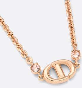 CD Navy Necklace • Pink-Finish Metal and Pink Crystals