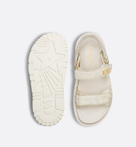 Dioract Sandal • Technical Fabric with Gold-Tone Allover Butterfly Print