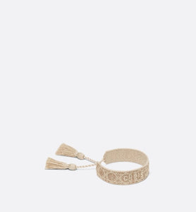 Christian Dior Bracelet • Gold-Tone Cannage Embroidery and Crystals