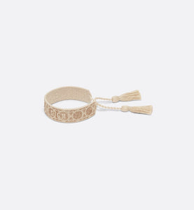 Christian Dior Bracelet • Gold-Tone Cannage Embroidery and Crystals